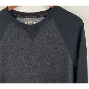 Orvis Men’s Medium Long Sleeve Pullover Black & Brushed Grey Classic Baseball